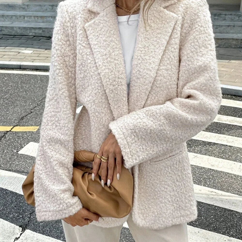 Apricot Casual Women's Stand Collar Long Sleeve Blazer Jacket - Picture 5 of 12